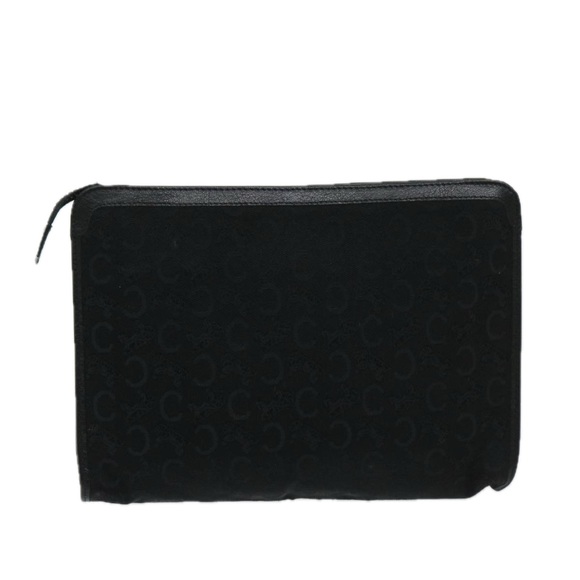 CELINE C Macadam Canvas Clutch Bag Black Auth ac2823 - Picture 2 of 16